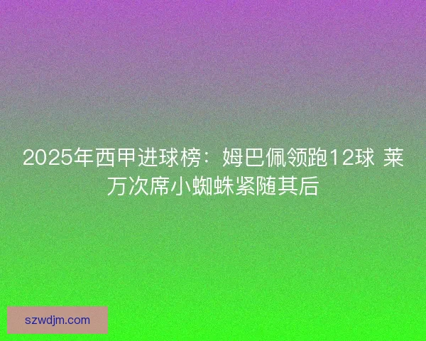 2025年西甲进球榜:姆巴佩领跑12球 莱万次席小蜘蛛紧随其后 2025年西甲进球榜:姆巴佩领跑12球 莱万次席小蜘蛛紧随其后